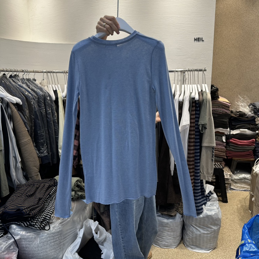 HEIL韓國直郵㊣女裝新品職業時尚25秋冬推薦長袖T恤美利奴羊毛HEIL長袖T恤