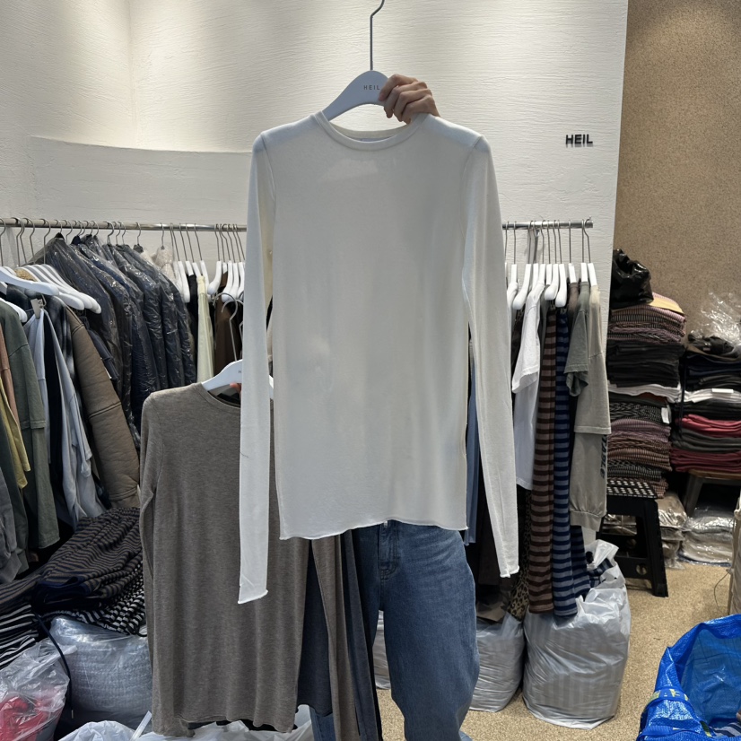 HEIL韓國直郵㊣女裝新品職業時尚25秋冬推薦長袖T恤美利奴羊毛HEIL長袖T恤圖色1