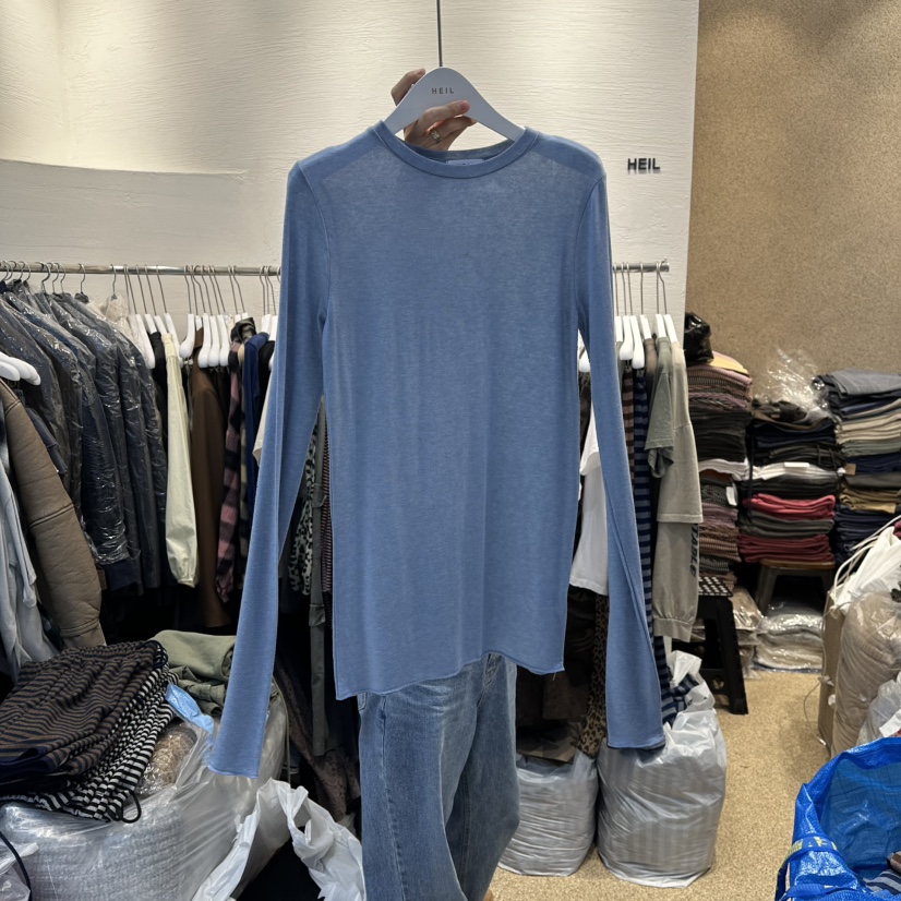 HEIL韓國直郵㊣女裝新品職業時尚25秋冬推薦長袖T恤美利奴羊毛HEIL長袖T恤圖色2