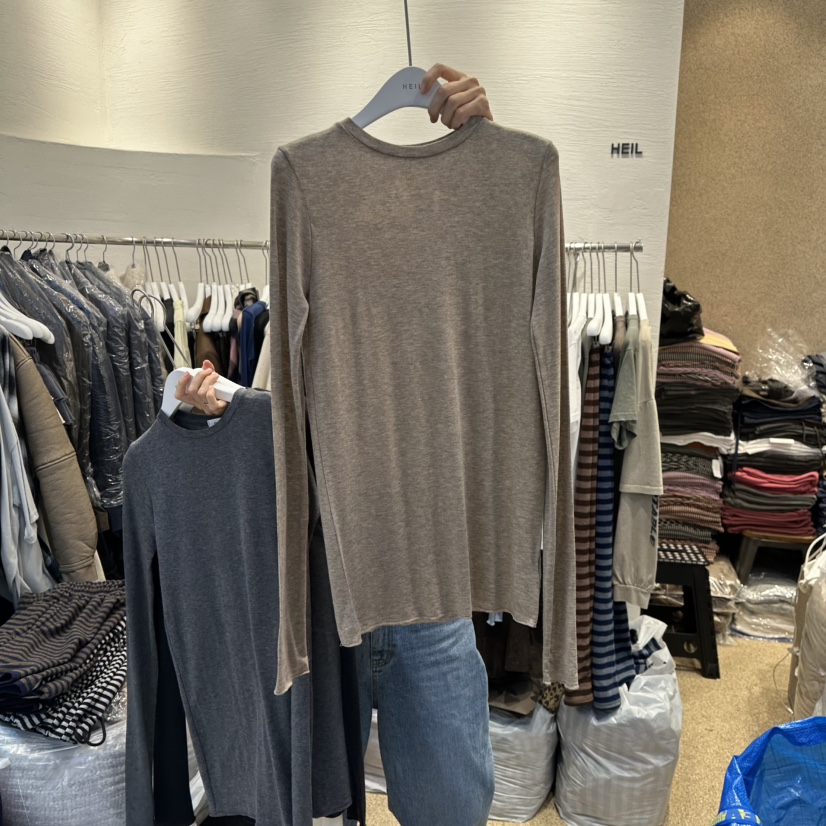 HEIL韓國直郵㊣女裝新品職業時尚25秋冬推薦長袖T恤美利奴羊毛HEIL長袖T恤圖色3
