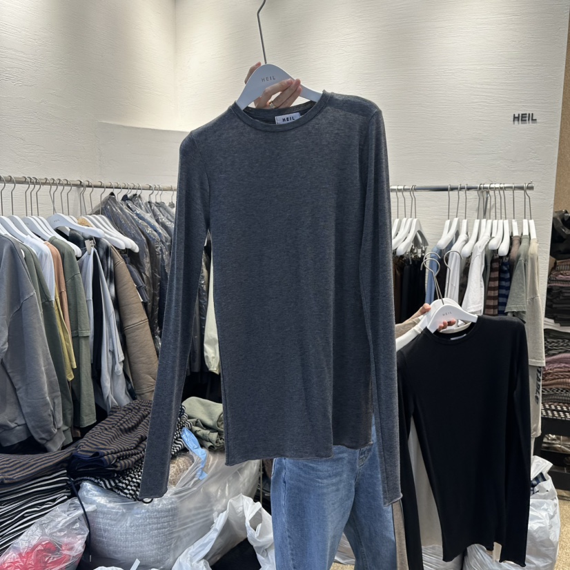 HEIL韓國直郵㊣女裝新品職業時尚25秋冬推薦長袖T恤美利奴羊毛HEIL長袖T恤圖色4