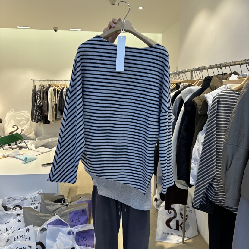 EYEFUL-Q韓國代購㊣女裝新品職業推薦25秋冬休閑針織衫船領eyeful針織衫