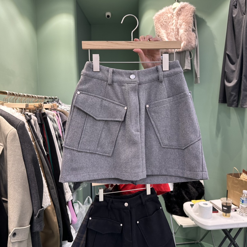 ROMANTIC NEWYORK韓國代購㊣女裝新款職業裙褲不含腰帶口袋羊毛ROMANTIC NEWYORK裙褲圖色1