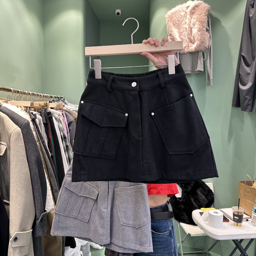 ROMANTIC NEWYORK韓國代購㊣女裝新款職業裙褲不含腰帶口袋羊毛ROMANTIC NEWYORK裙褲圖色3