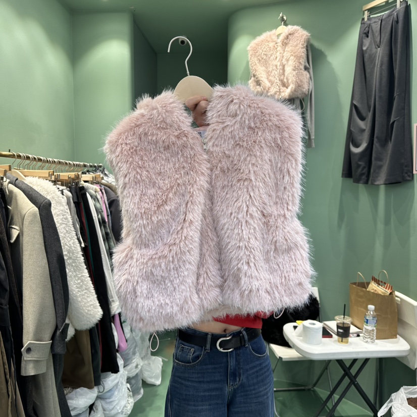 ROMANTIC NEWYORK東大門㊣直郵女士新款25秋冬馬甲毛皮連帽ROMANTIC NEWYORK馬甲圖色2