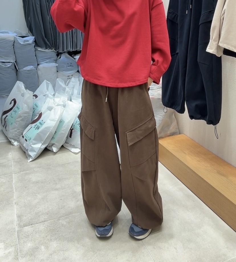 NEAR韓國直郵㊣女裝新款推薦熱賣休閑人氣休閑褲口袋加絨抓絨NEAR休閑褲圖色1