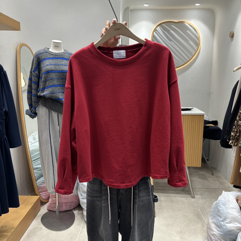 NEAR東大門㊣實拍女裝新品人氣熱賣推薦時尚休閑長袖T恤加絨NEAR長袖T恤圖色2