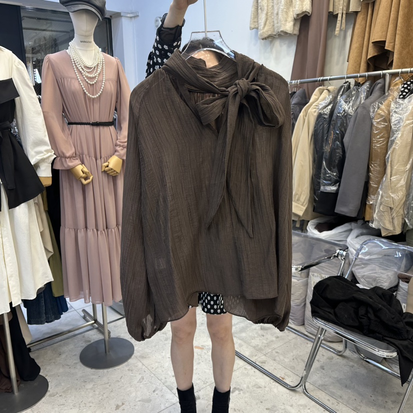 MARIGOLD東大門㊣代購女士新品休閑熱賣襯衫蕾絲衫天絲纖維MARIGOLD襯衫/蕾絲衫圖色3