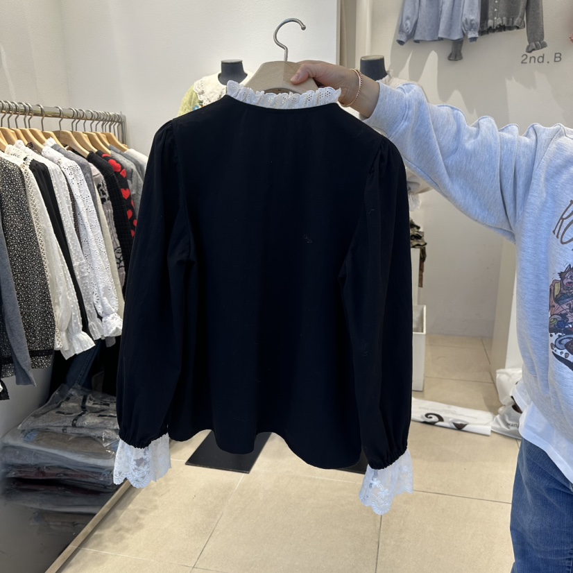 2nd B-S韓國代購㊣女裝新款熱賣25秋冬推薦職業襯衫蕾絲衫2nd B-S襯衫/蕾絲衫