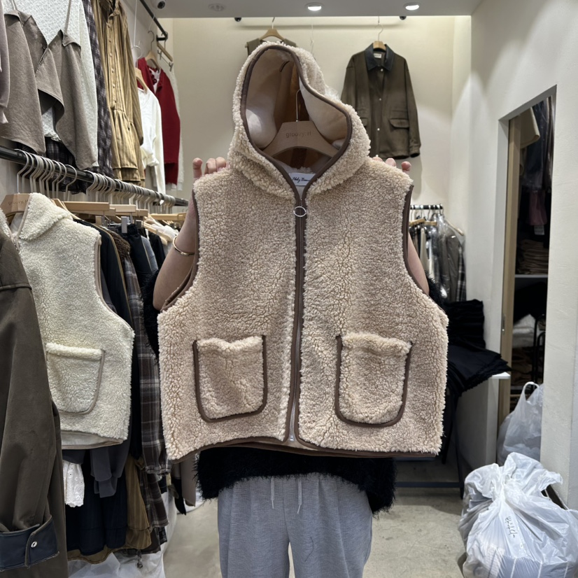 HOLYBANANA韓國直郵㊣女士新款時尚推薦熱賣25秋冬馬甲連帽groovy.H/HOLYBANANA馬甲圖色1