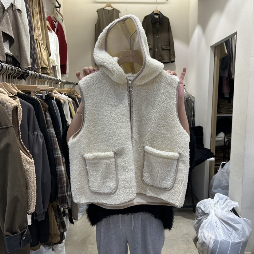 HOLYBANANA韓國直郵㊣女士新款時尚推薦熱賣25秋冬馬甲連帽groovy.H/HOLYBANANA馬甲圖色2