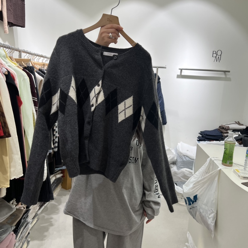 BY BOMI東大門㊣代購女士新品休閑推薦25秋冬針織衫圓領開衫BY BOMI針織衫圖色1