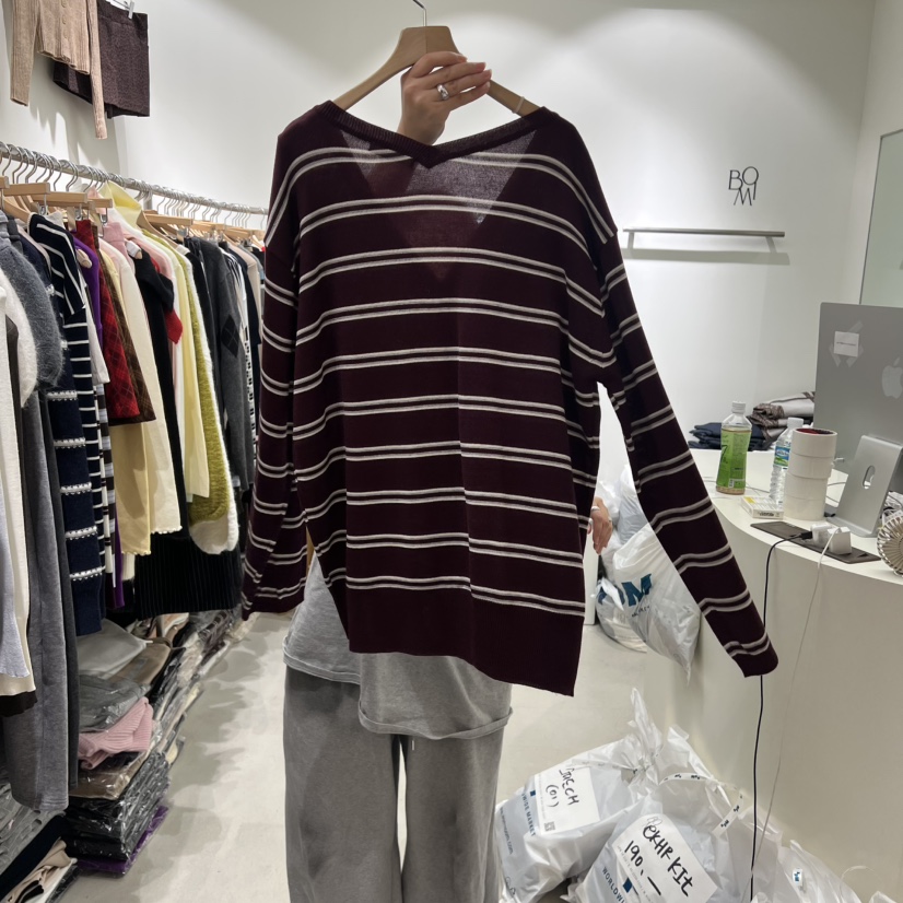 BY BOMI韓國直郵㊣女士新款休閑時尚熱賣針織衫不含內搭開衫BY BOMI針織衫