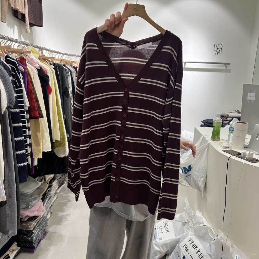 BY BOMI韓國直郵㊣女士新款休閑時尚熱賣針織衫不含內搭開衫BY BOMI針織衫圖色1