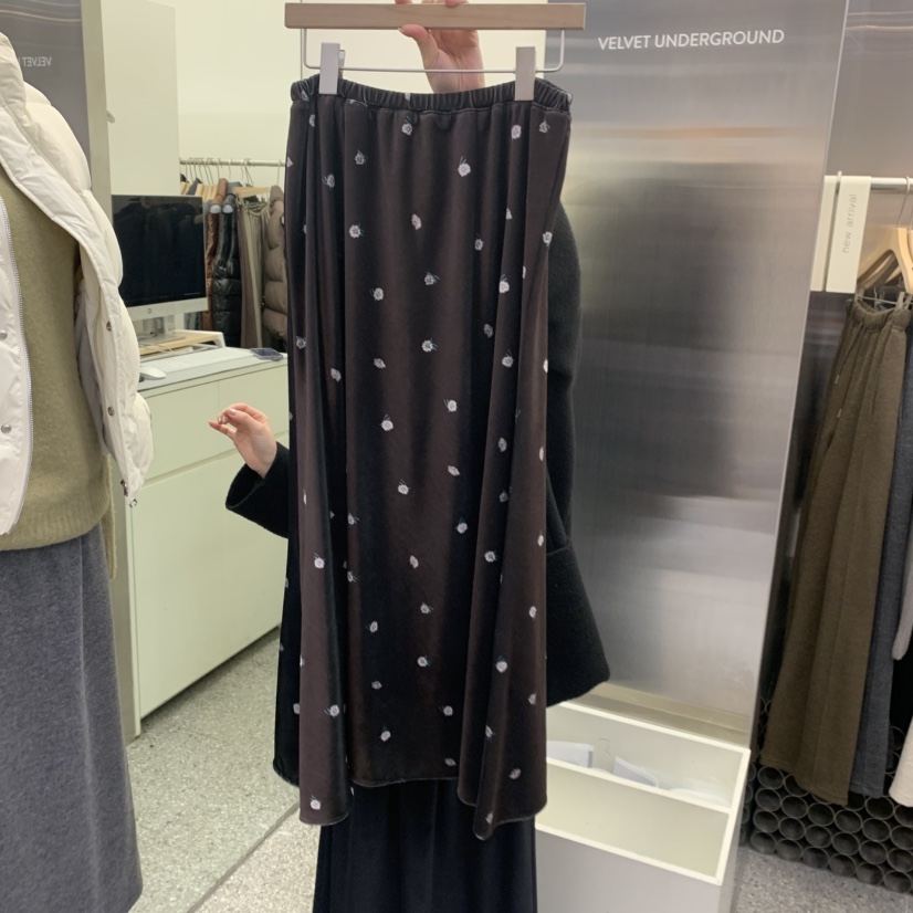 VELVET UNDERGROUND韓國代購㊣女裝新品推薦半身裙中短裙天鵝絨VELVET UNDERGROUND半身裙/中短裙圖色1
