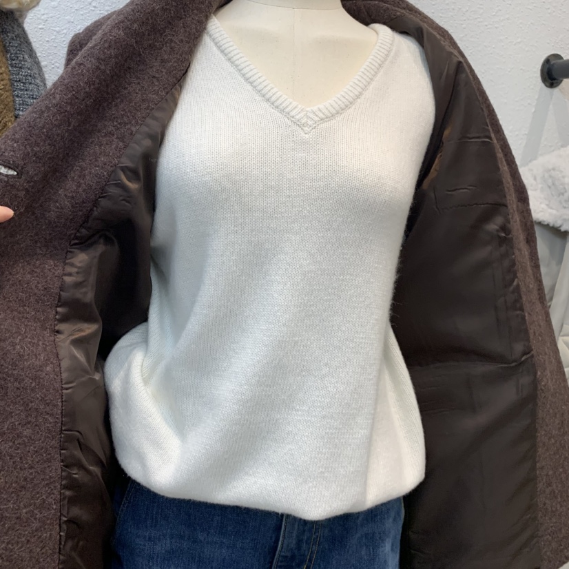 ALMOND PEPE東大門㊣代購女裝新款25秋冬職業針織衫V領羊絨ALMOND PEPE針織衫圖色3