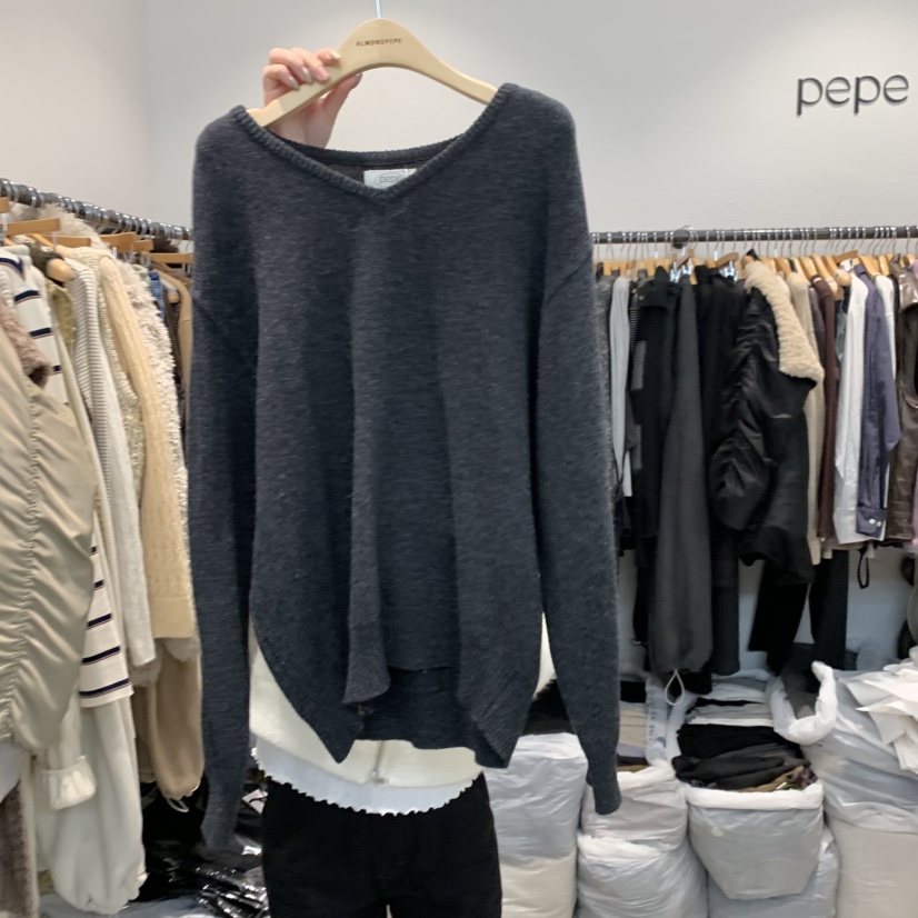 ALMOND PEPE東大門㊣代購女裝新款25秋冬職業針織衫V領羊絨ALMOND PEPE針織衫圖色4