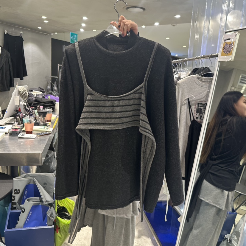 HERTZ-P東大門㊣實拍女裝新品職業人氣休閑25秋冬長袖T恤假兩件HERTZ-P長袖T恤圖色2