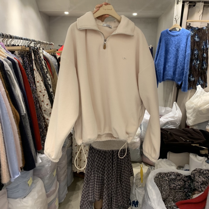 LOGROAD東大門㊣實拍女裝新款休閑人氣25秋冬熱賣衛衣抓絨拉鏈LOG ROAD衛衣圖色1