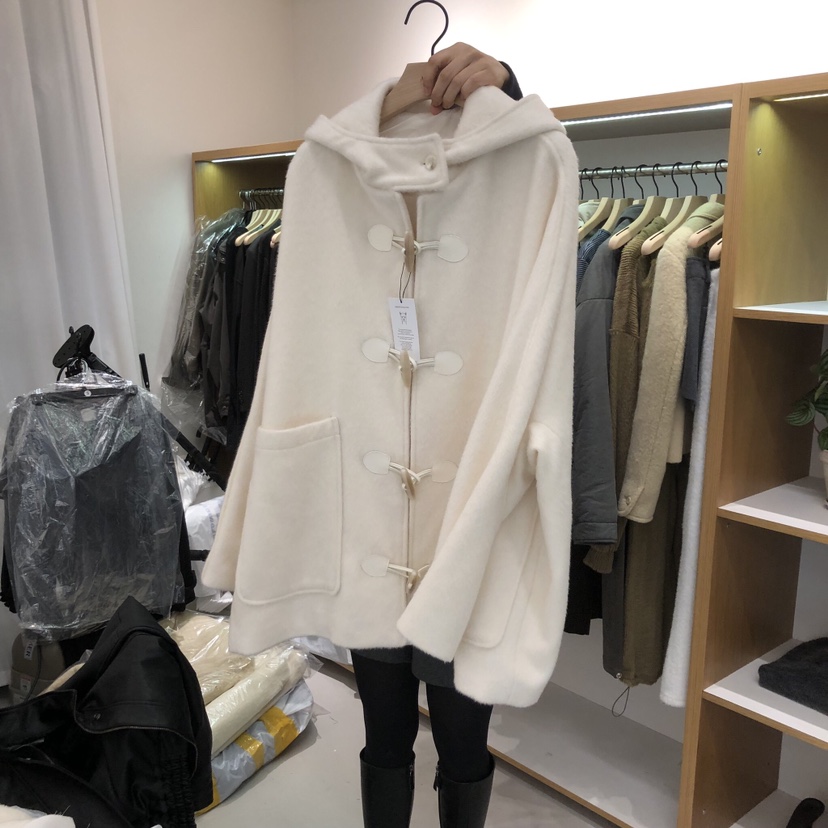 ALOT韓國代購㊣女裝新品時尚推薦人氣職業中長款大衣羊駝毛A LOT中長款大衣圖色2