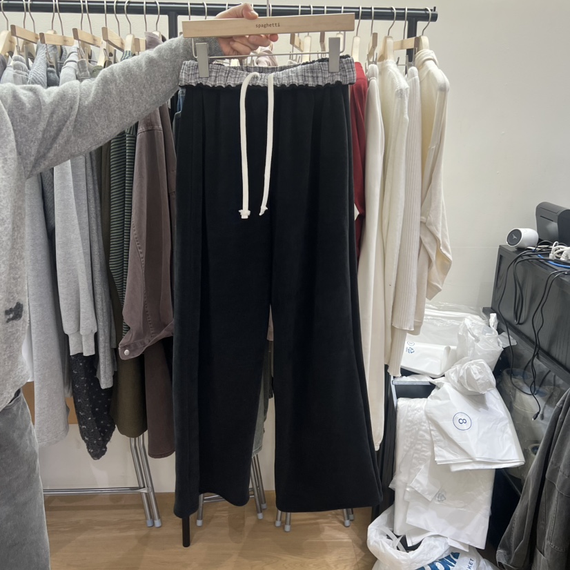 SPAGHETTI東大門㊣實拍女裝新品時尚熱賣休閑褲加絨羊毛格子spaghetti休閑褲圖色2