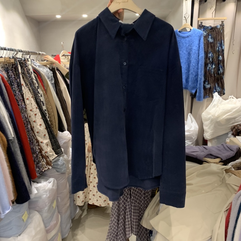 LOGROAD東大門㊣代購女士新品休閑時尚推薦襯衫蕾絲衫燈芯絨LOG ROAD襯衫/蕾絲衫圖色2