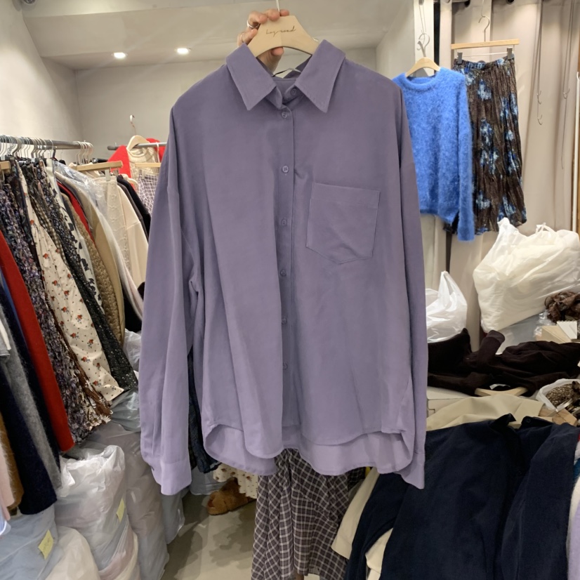 LOGROAD東大門㊣代購女士新品休閑時尚推薦襯衫蕾絲衫燈芯絨LOG ROAD襯衫/蕾絲衫圖色3