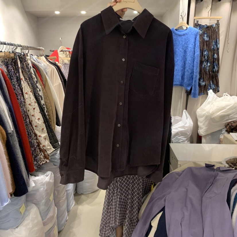 LOGROAD東大門㊣代購女士新品休閑時尚推薦襯衫蕾絲衫燈芯絨LOG ROAD襯衫/蕾絲衫圖色4