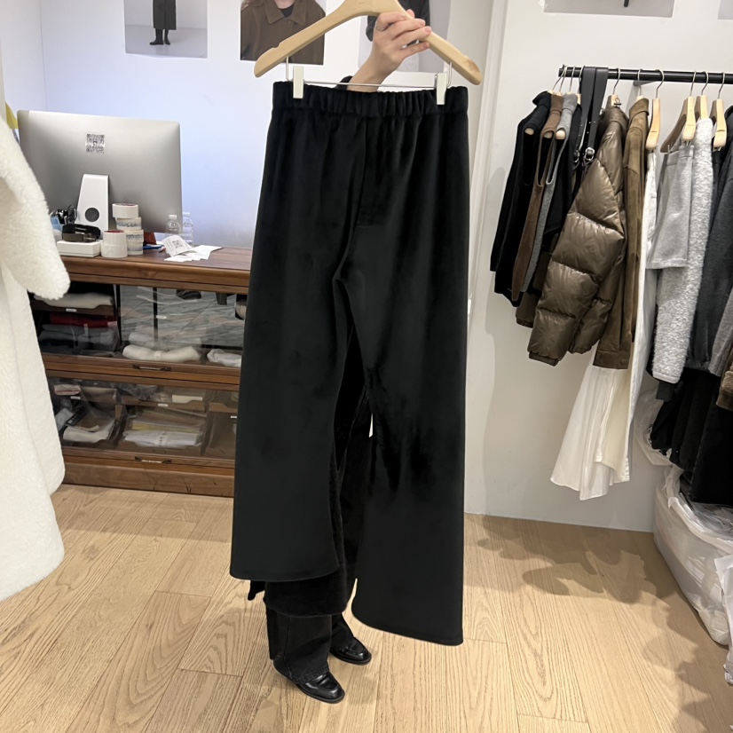 OURIN韓國直郵㊣女裝新款職業時尚人氣推薦休閑休閑褲修身絲絨OURIN休閑褲