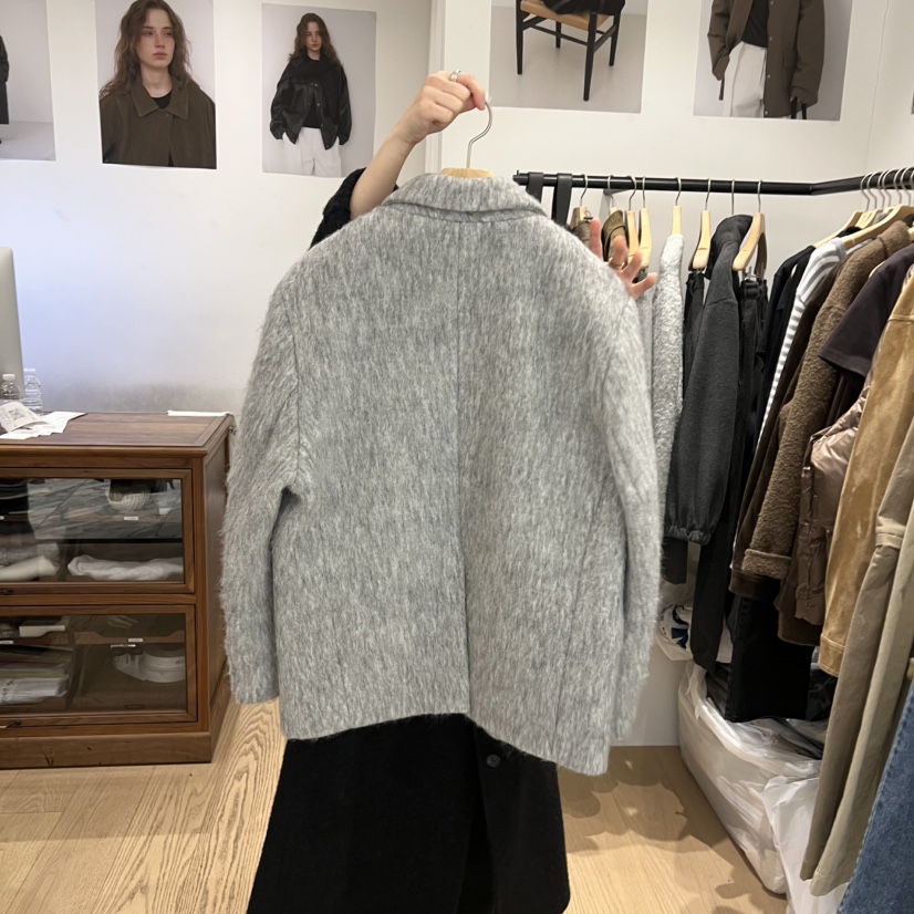 OURIN東大門㊣代購女裝新款推薦25秋冬時尚熱賣短款大衣羊駝OURIN短款大衣