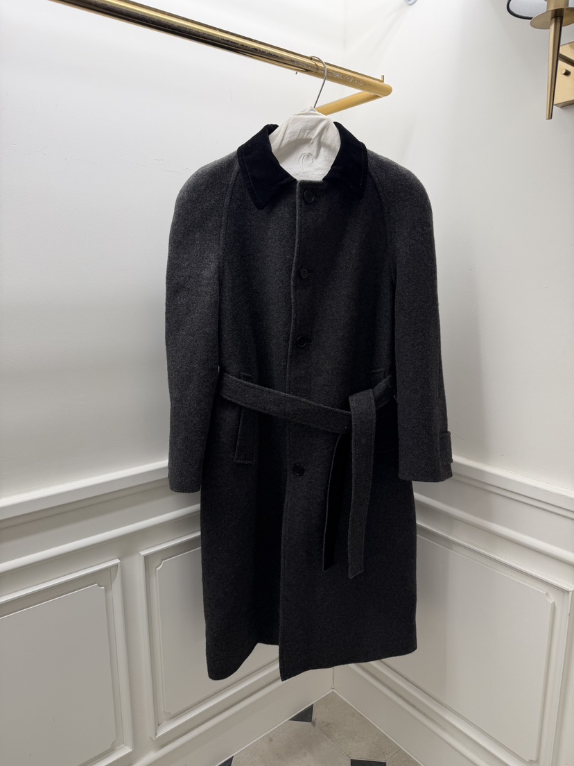 ETER韓國直郵㊣女士新品熱賣時尚職業休閑中長款大衣含腰帶eter/VERSO中長款大衣圖色2墨色