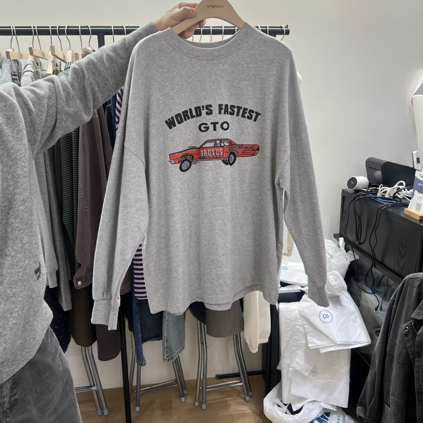 SPAGHETTI韓國代購㊣女士新品人氣25秋冬職業休閑熱賣長袖T恤spaghetti長袖T恤圖色2