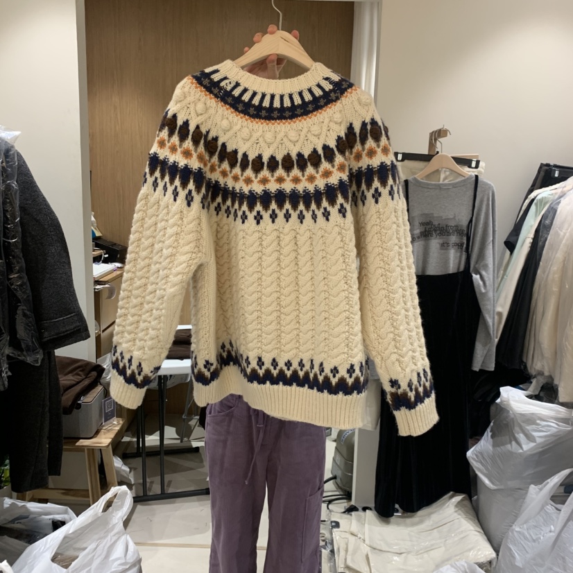 HOWFF韓國直郵㊣女裝新品推薦時尚25秋冬職業熱賣人氣毛衣手工HOWFF毛衣