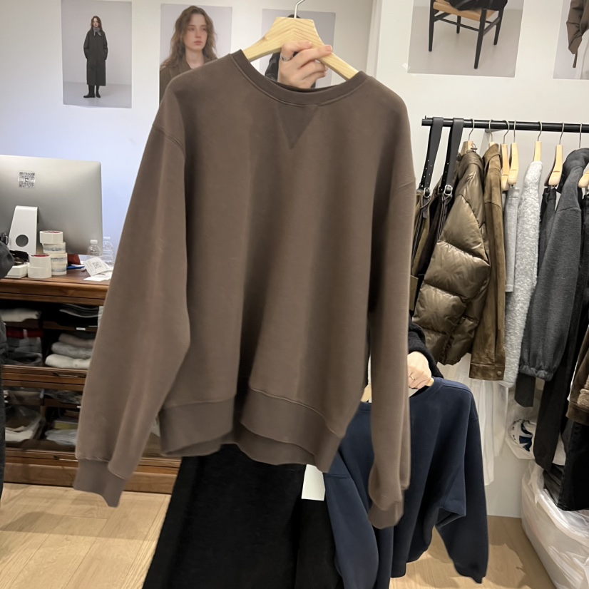 OURIN韓國代購㊣女士新品人氣25秋冬熱賣時尚職業休閑衛衣加絨OURIN衛衣圖色2