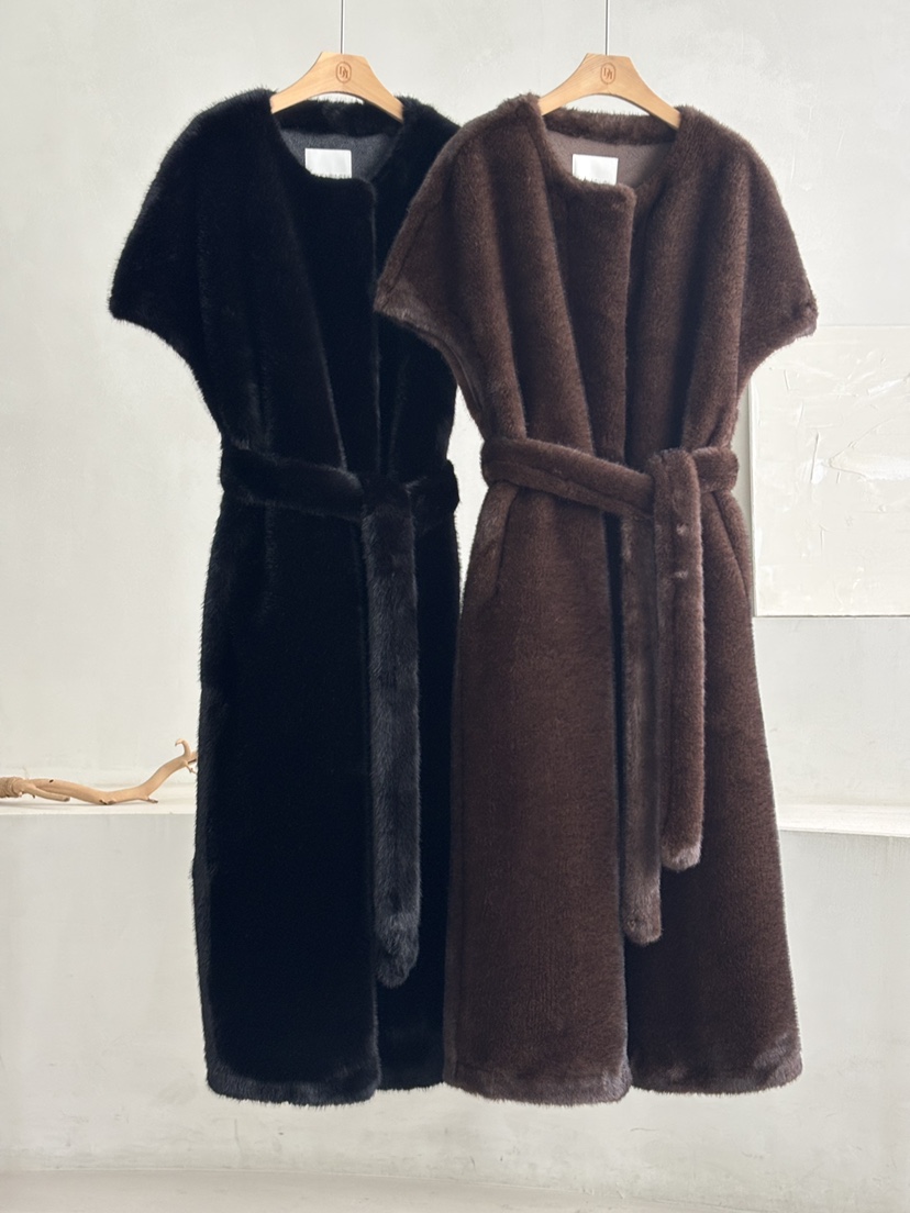 DEMAR東大門㊣直郵女裝新款時尚職業中長款大衣不含內搭貂絨DEMAR中長款大衣