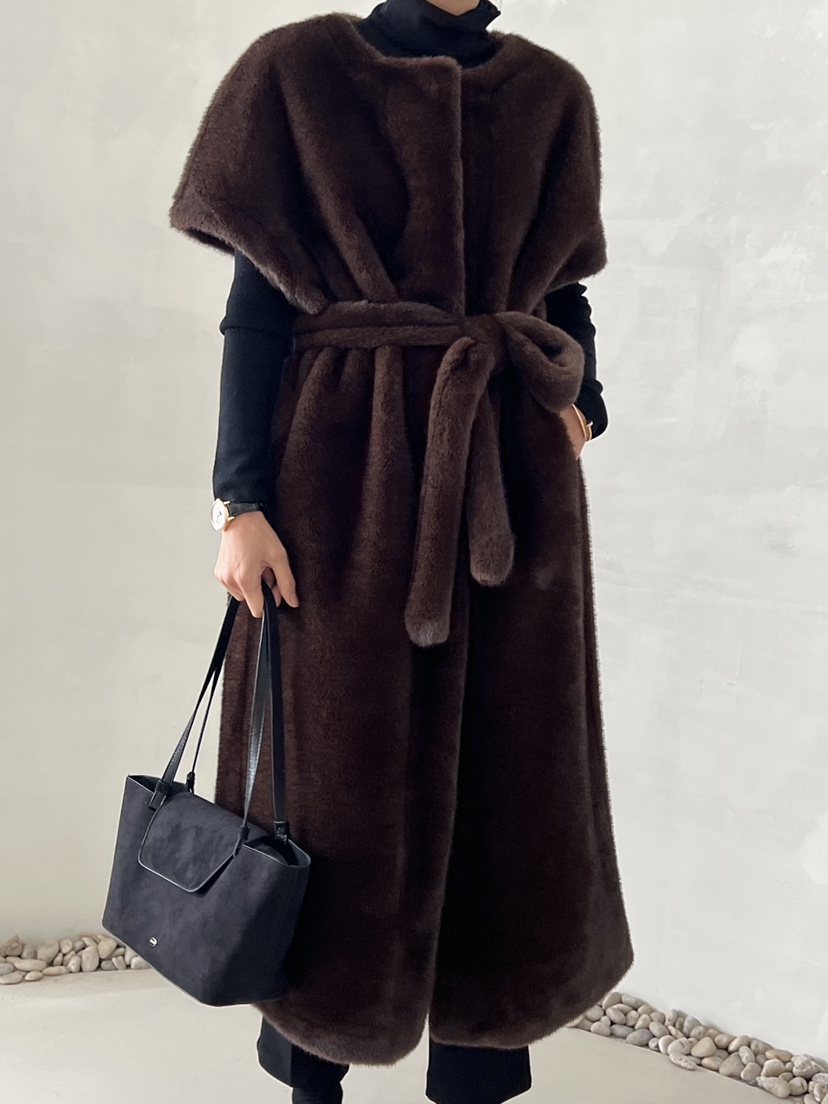 DEMAR東大門㊣直郵女裝新款時尚職業中長款大衣不含內搭貂絨DEMAR中長款大衣