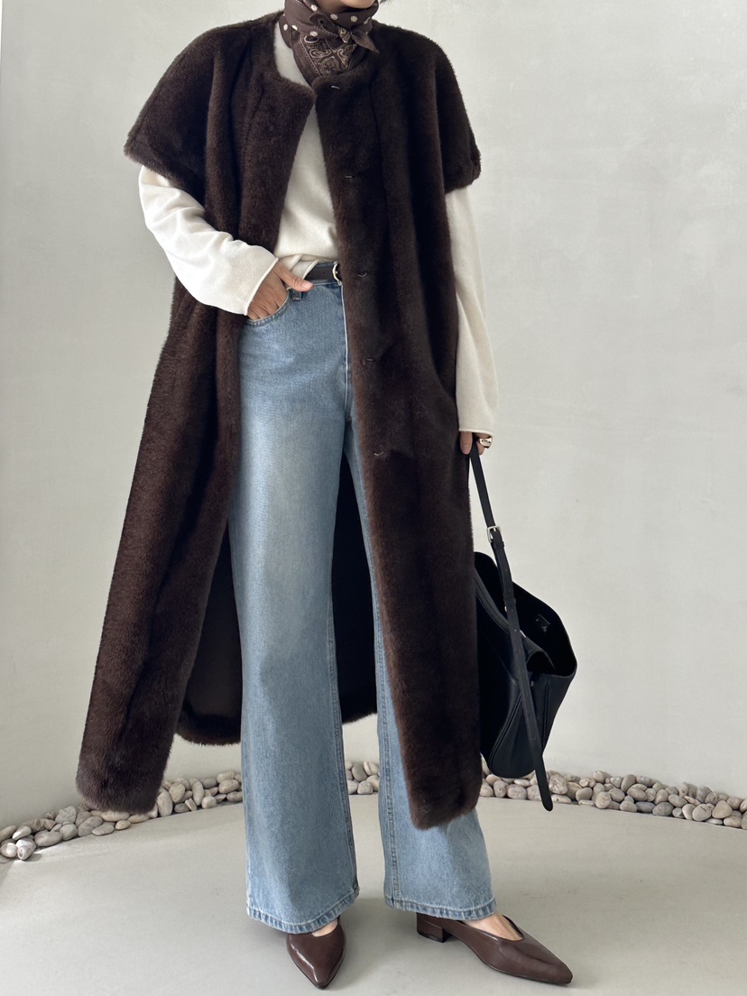 DEMAR東大門㊣直郵女裝新款時尚職業中長款大衣不含內搭貂絨DEMAR中長款大衣