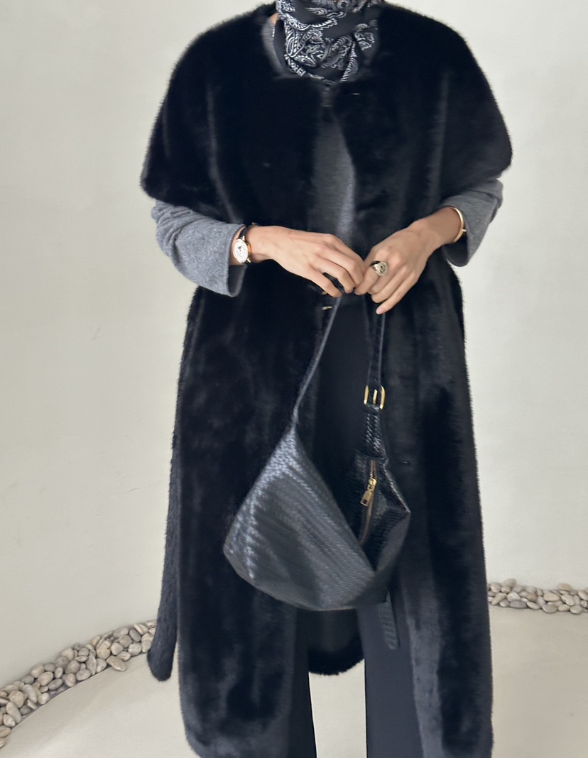 DEMAR東大門㊣直郵女裝新款時尚職業中長款大衣不含內搭貂絨DEMAR中長款大衣