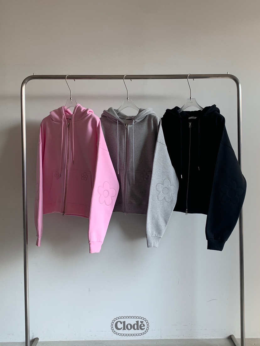 CLODE東大門㊣代購女士新品人氣熱賣25秋冬夾克連帽拉鏈衫花朵CLODE夾克