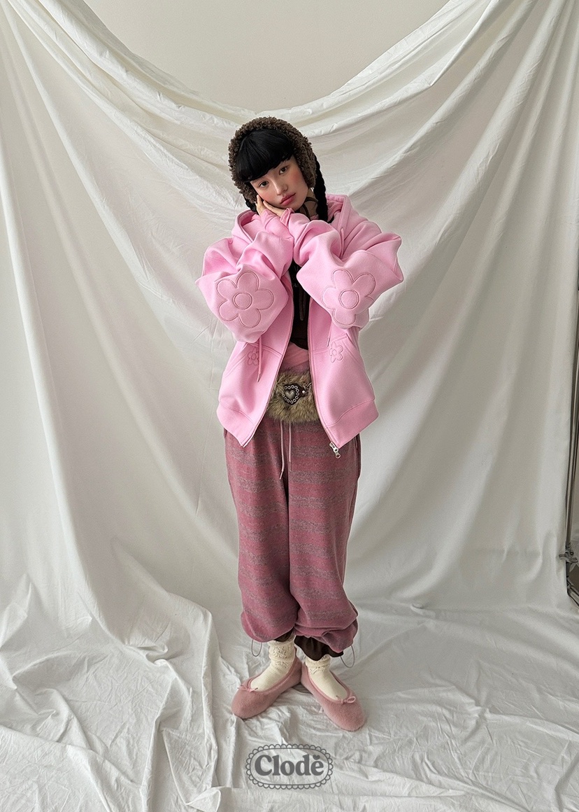 CLODE東大門㊣代購女士新品人氣熱賣25秋冬夾克連帽拉鏈衫花朵CLODE夾克
