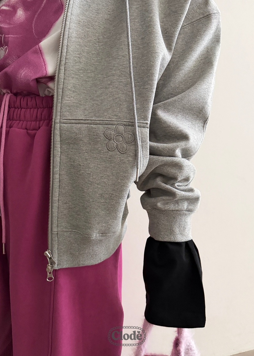 CLODE東大門㊣代購女士新品人氣熱賣25秋冬夾克連帽拉鏈衫花朵CLODE夾克