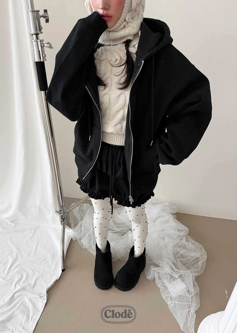 CLODE東大門㊣代購女士新品人氣熱賣25秋冬夾克連帽拉鏈衫花朵CLODE夾克圖色3