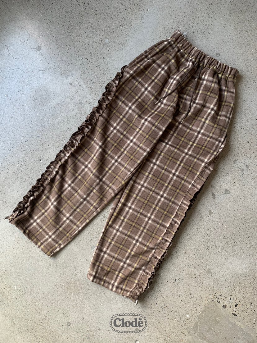 CLODE東大門㊣代購女士新品職業推薦25秋冬休閑褲荷葉邊羊毛格紋CLODE休閑褲圖色1