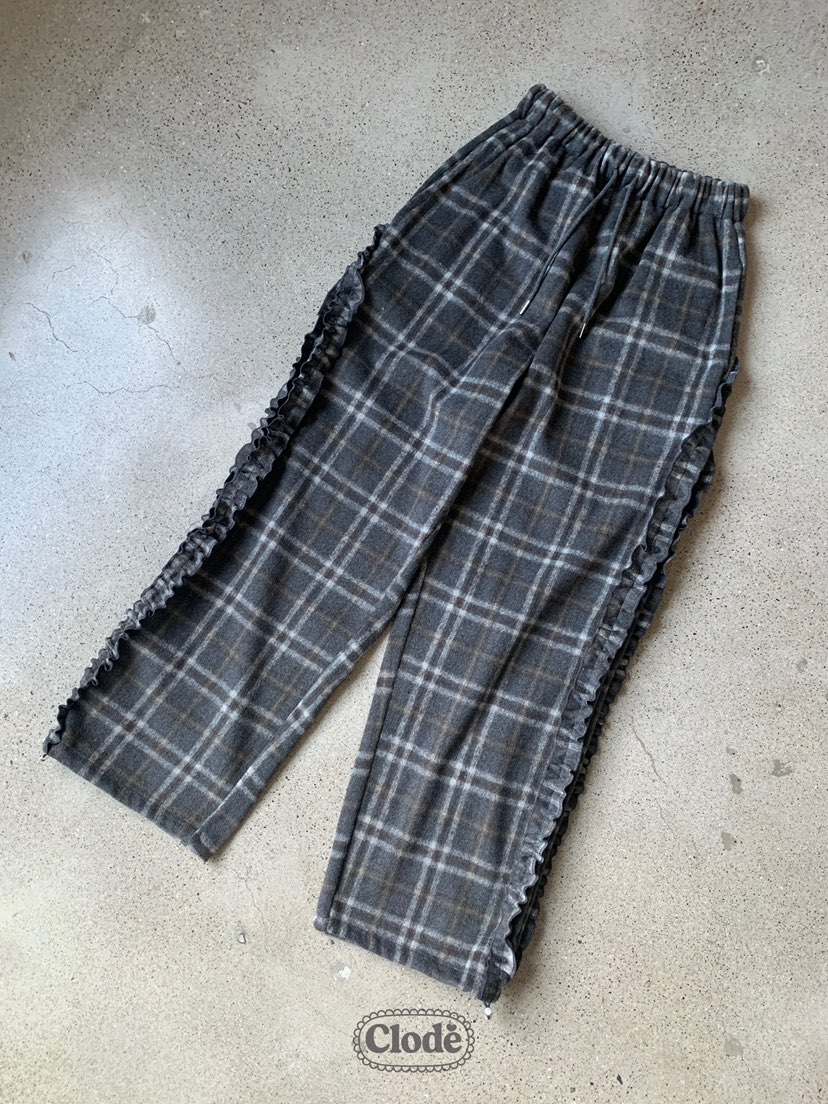 CLODE東大門㊣代購女士新品職業推薦25秋冬休閑褲荷葉邊羊毛格紋CLODE休閑褲圖色2