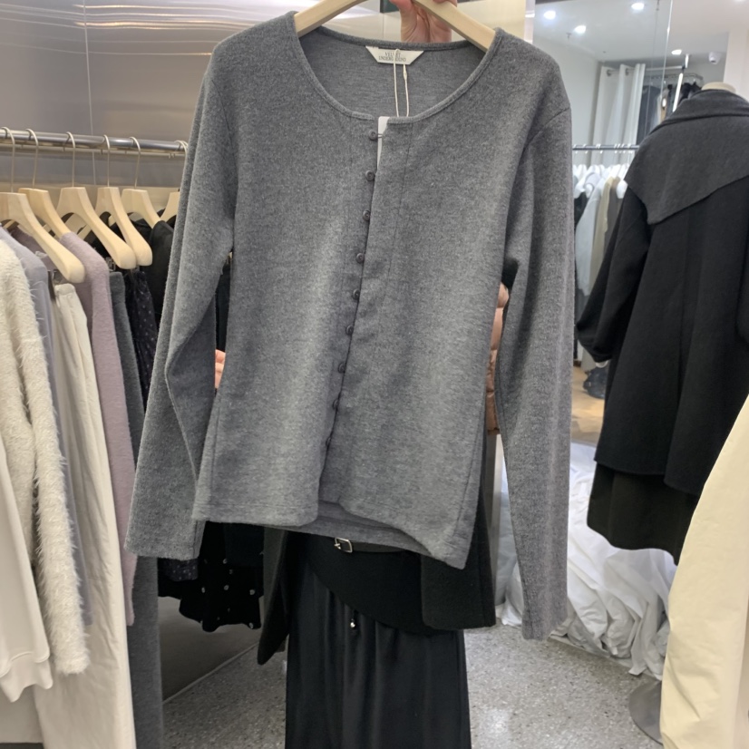 VELVET UNDERGROUND韓國代購㊣女裝新品休閑長袖T恤毛絨開衫VELVET UNDERGROUND長袖T恤圖色1