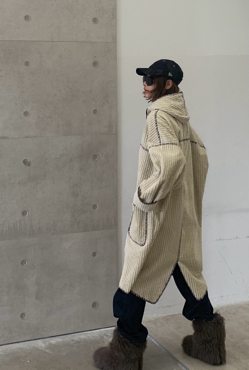 PARIS MATCH韓國代購㊣女裝新款職業時尚休閑25秋冬中長款大衣PARIS MATCH中長款大衣