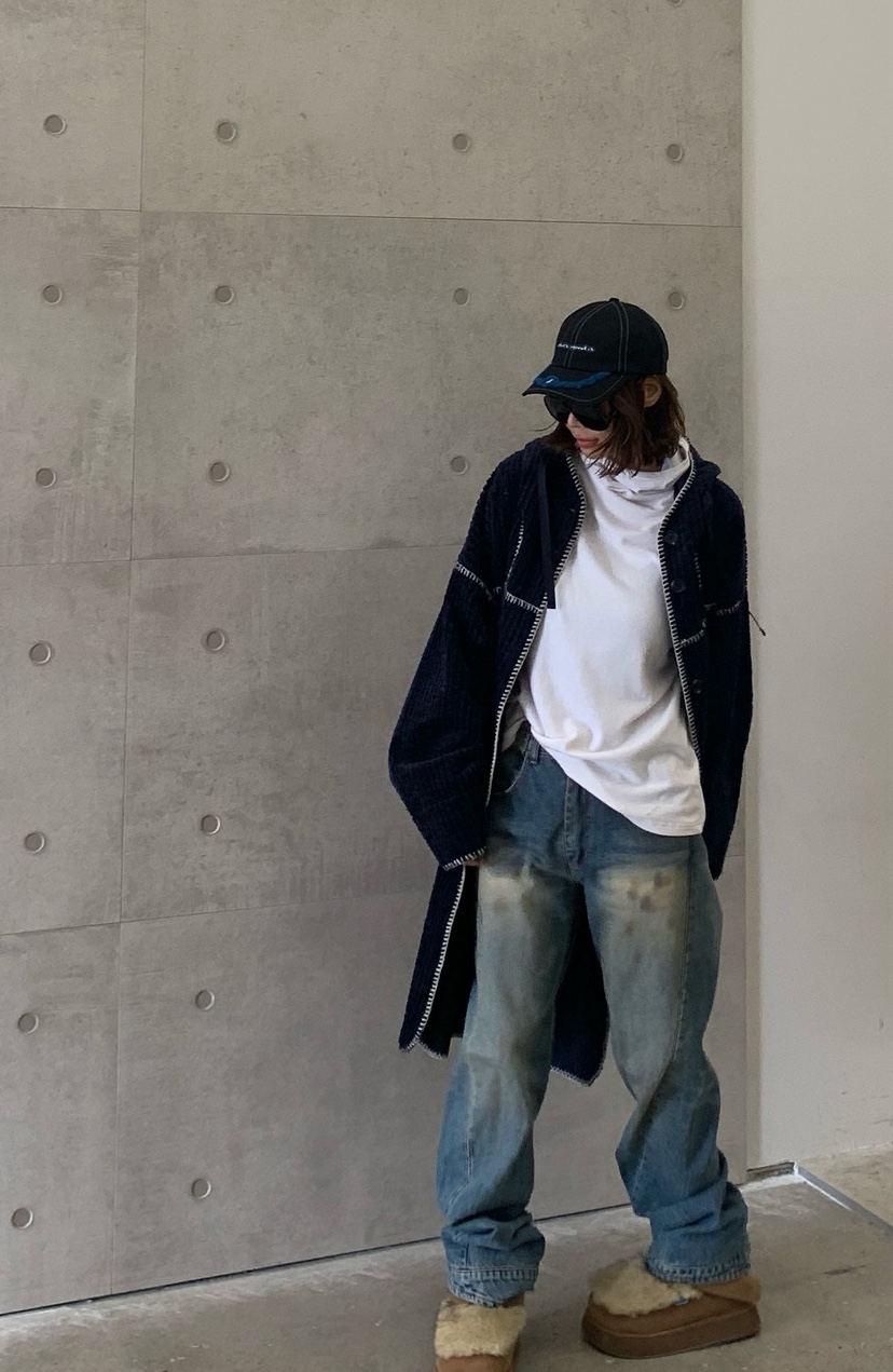 PARIS MATCH韓國代購㊣女裝新款職業時尚休閑25秋冬中長款大衣PARIS MATCH中長款大衣