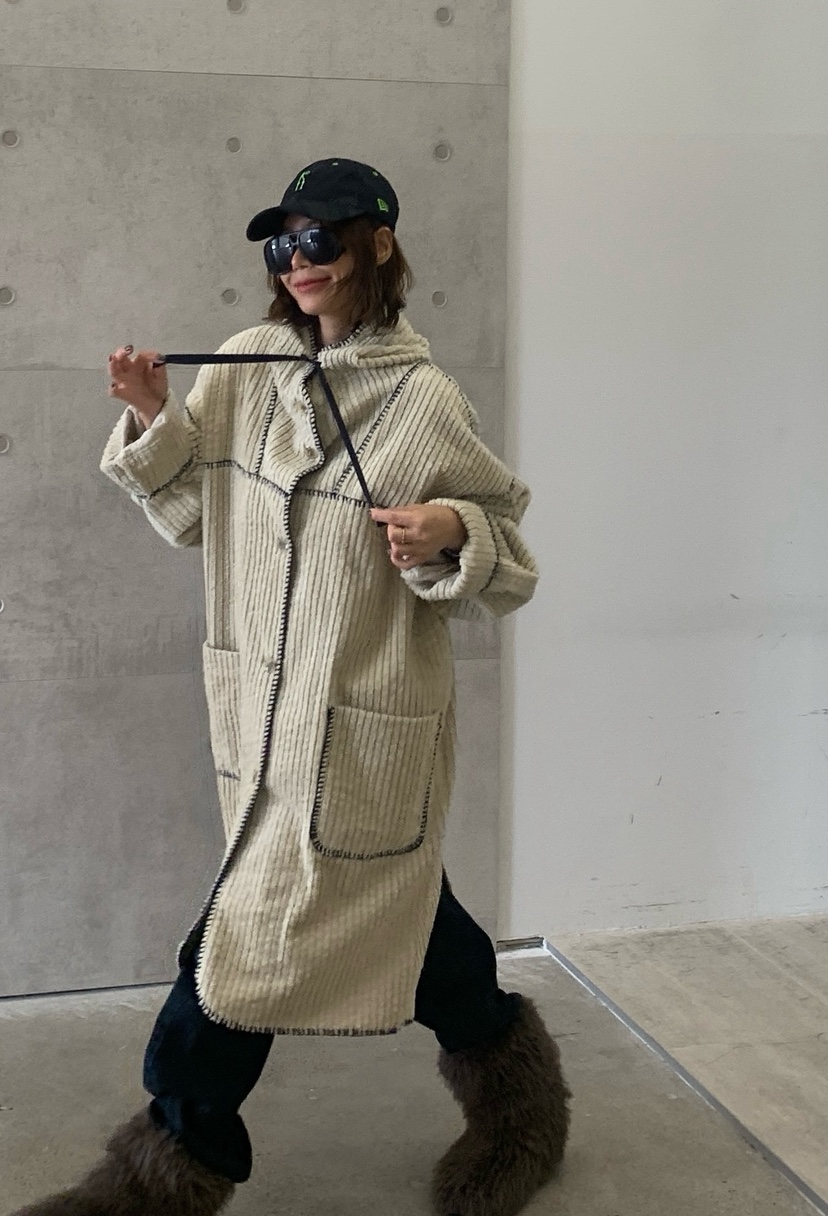 PARIS MATCH韓國代購㊣女裝新款職業時尚休閑25秋冬中長款大衣PARIS MATCH中長款大衣圖色1