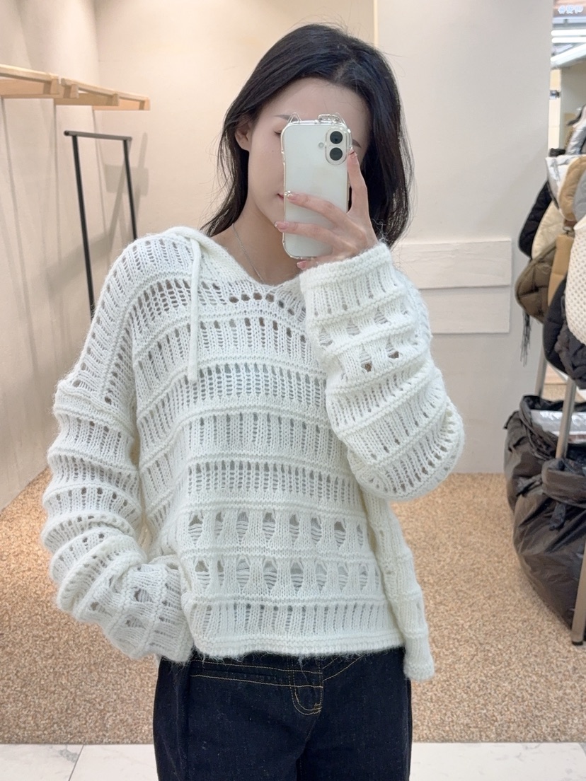 BLUE RIBBON韓國代購㊣女裝新款時尚休閑針織衫連帽針織衫BLUE RIBBON針織衫