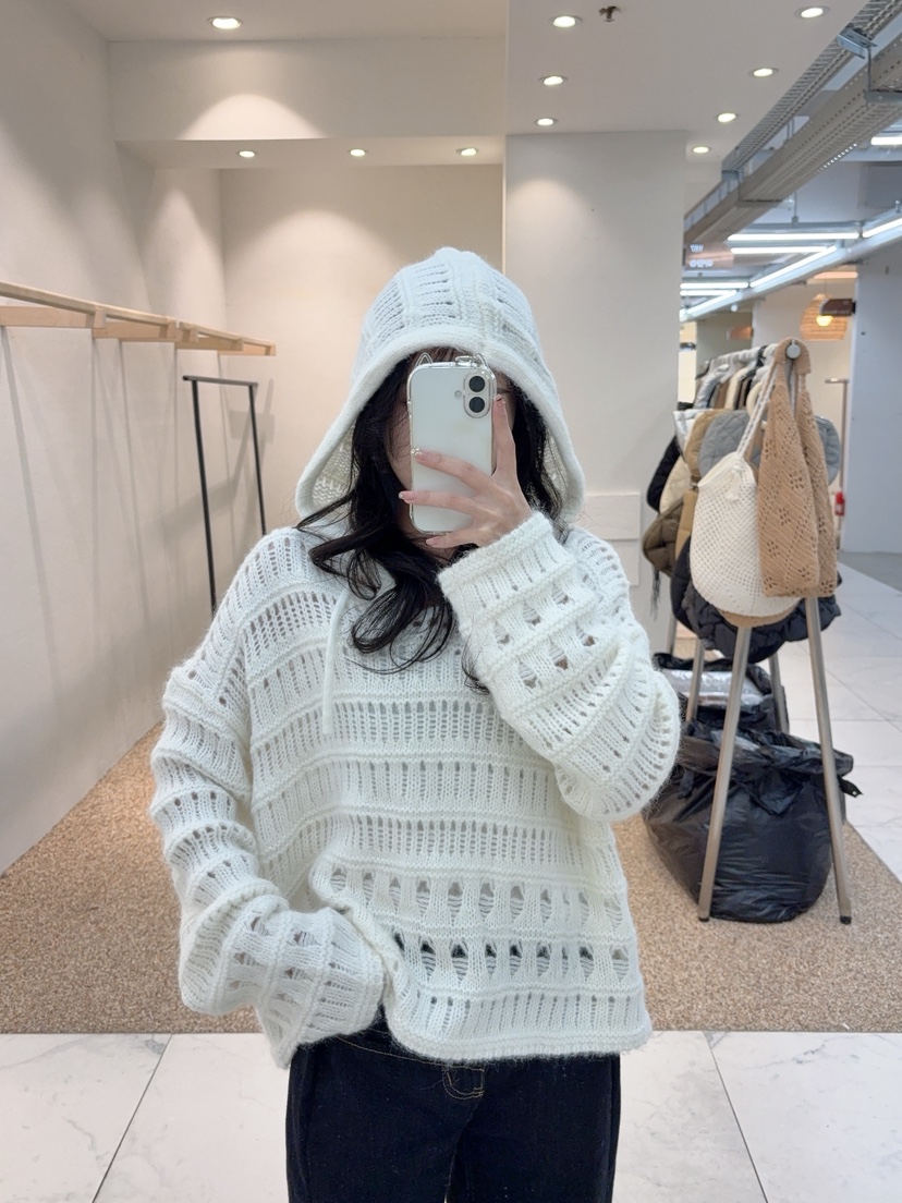 BLUE RIBBON韓國代購㊣女裝新款時尚休閑針織衫連帽針織衫BLUE RIBBON針織衫